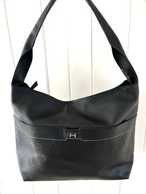 Halston Heritage Black Leather Shoulder Bag
